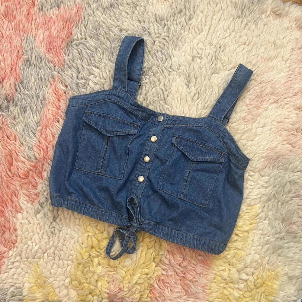 western denim cropped tank top